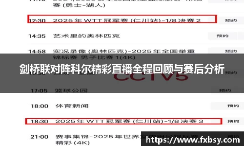剑桥联对阵科尔精彩直播全程回顾与赛后分析